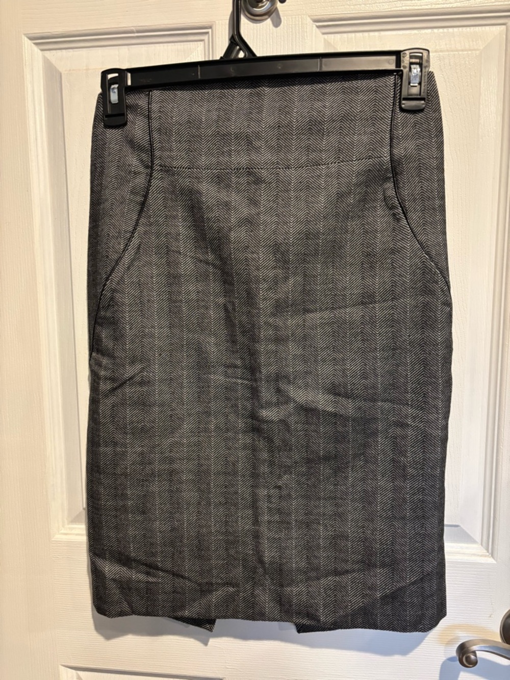Express Gray Herringbone Pencil Skirt
